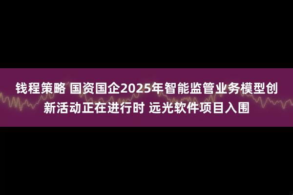 钱程策略 国资国企2025年智能监管业务模型创新活动正在进行时 远光软件项目入围